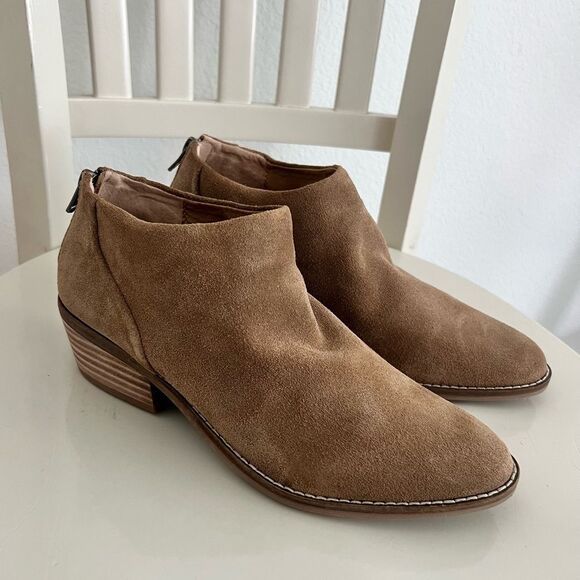 Lucky Brand Women's LK-Fai Ankle Booties in Sesame Oiled Leather Suede Size 8.5 - Picture 2 of 11
